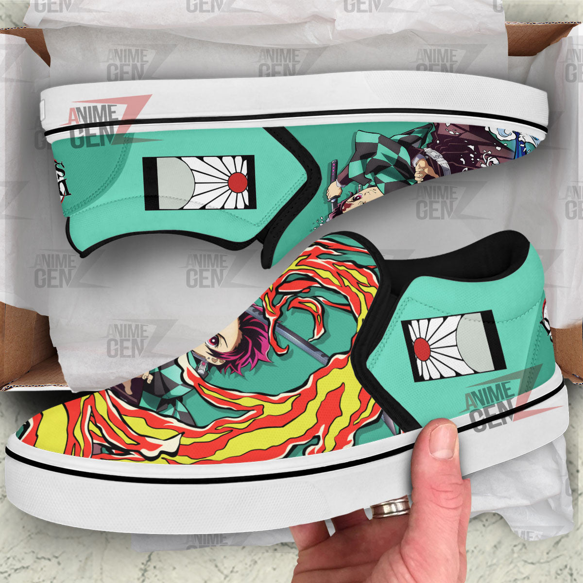 Demon Slayers Tanjiro Slip-on Shoes Custom Anime Sneakers