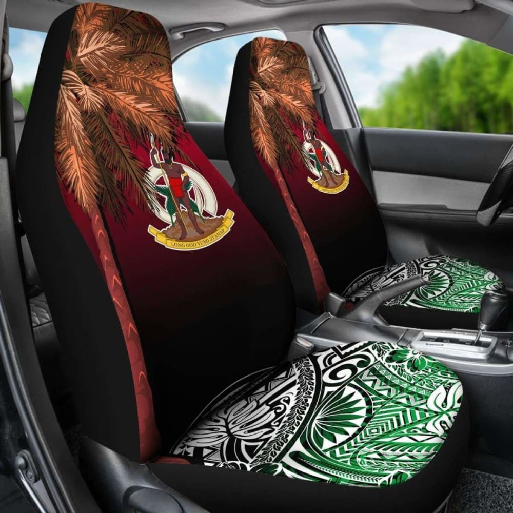 Vanuatu Car Seat Covers Polynesian Palm Tree Flag -