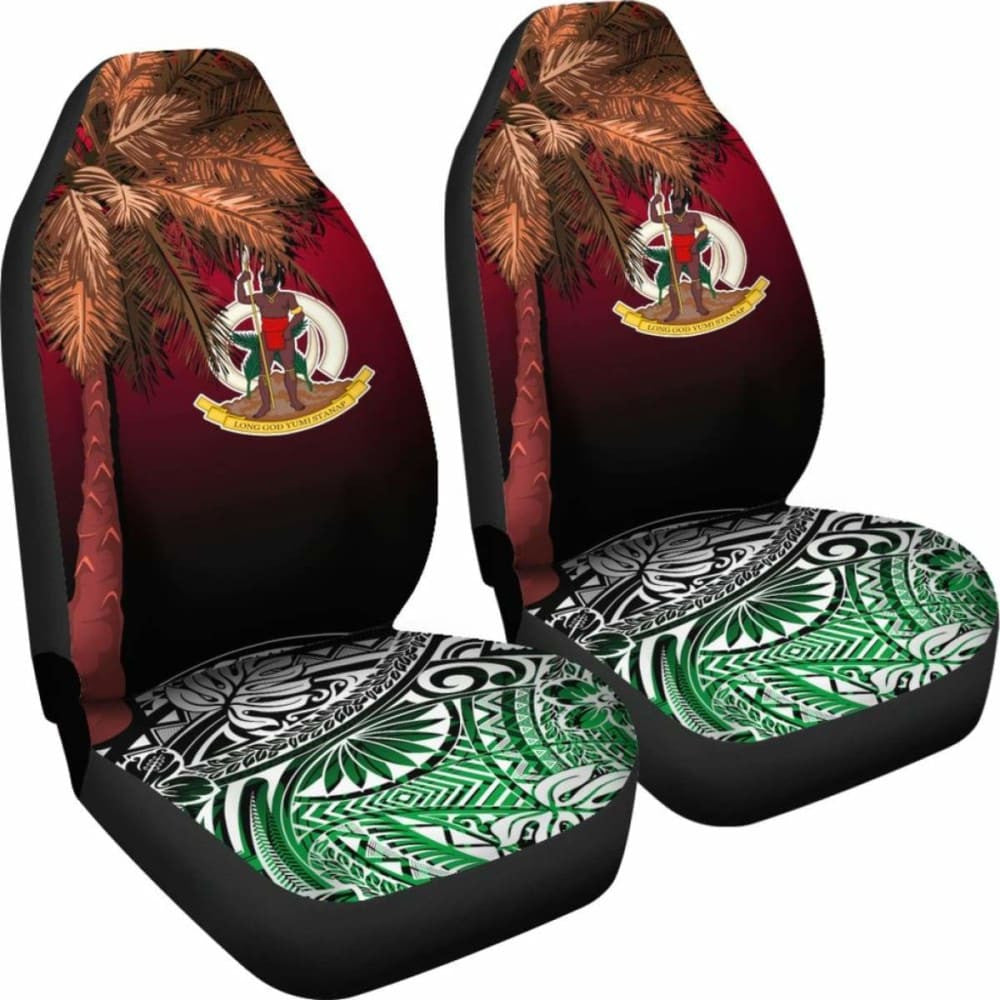 Vanuatu Car Seat Covers Polynesian Palm Tree Flag -