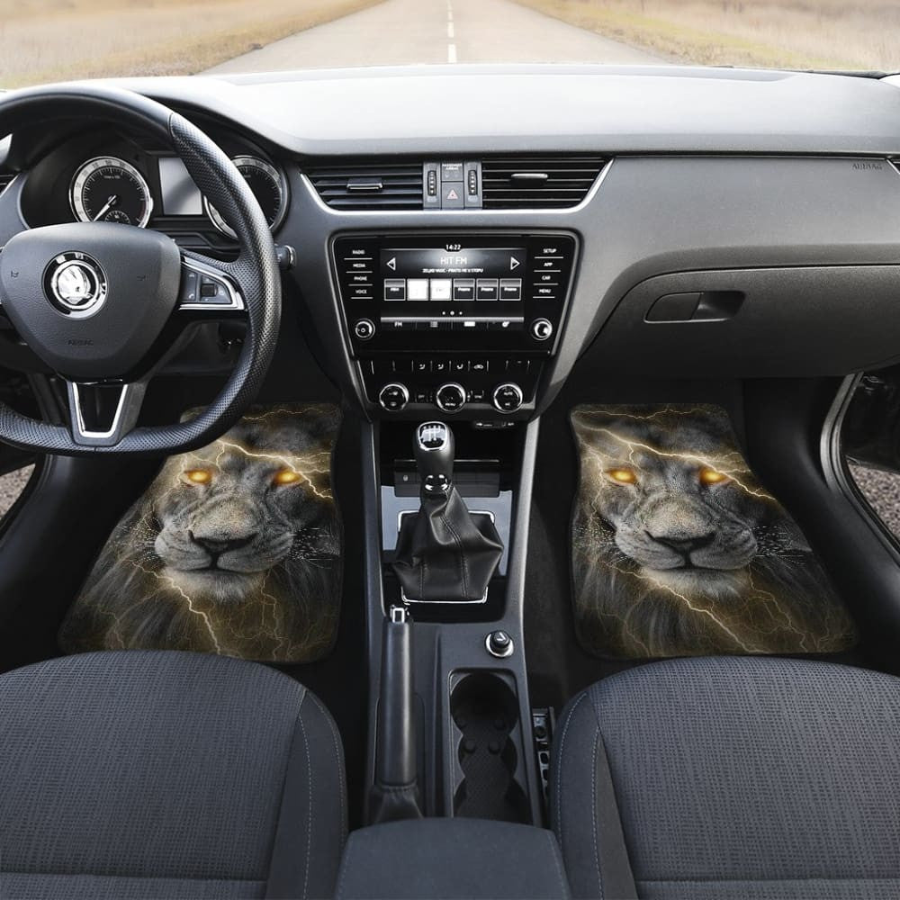 Thunder Lightning Powerful Yellow Eyes Lion Car Floor Mats