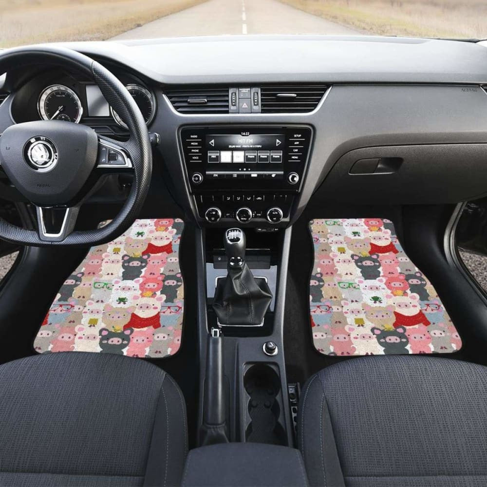 Pig Pattern Print Design Front And Back Car Mats
