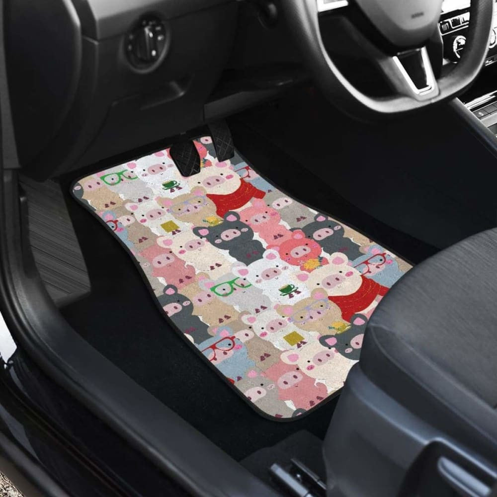 Pig Pattern Print Design Front And Back Car Mats