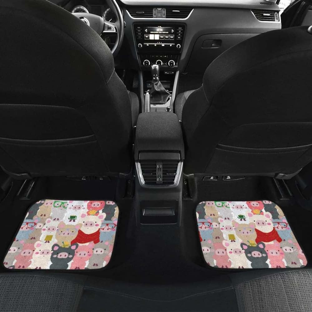 Pig Pattern Print Design Front And Back Car Mats
