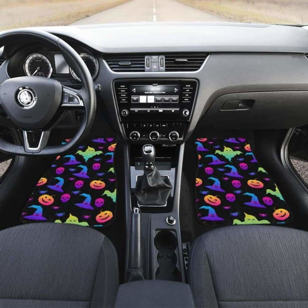 Colorful Halloween Background Front And Back Car Mats