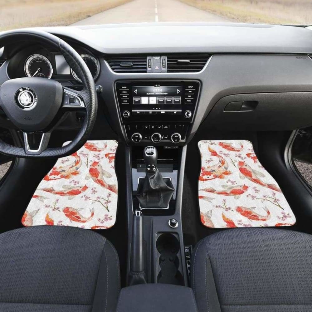 Watercolor Koi Fish Carp Fish Pattern Front And Back Car Mats