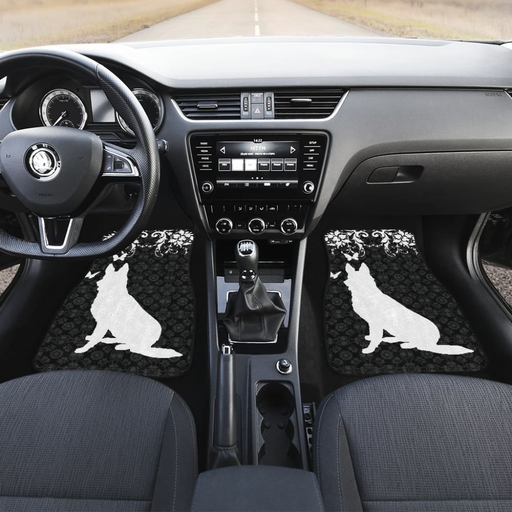 Vintage German Shepherd Black Background Car Floor Mats