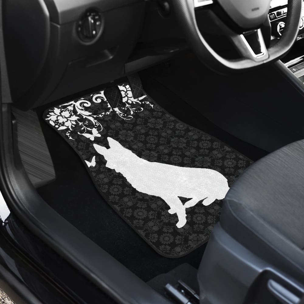 Vintage German Shepherd Black Background Car Floor Mats