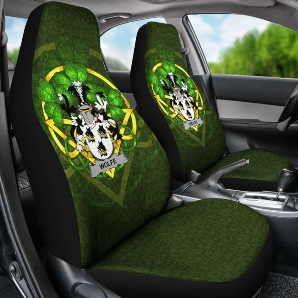 Wolfe \bIreland Car Seat Cover Celtic Shamrock ( Set Of Two)