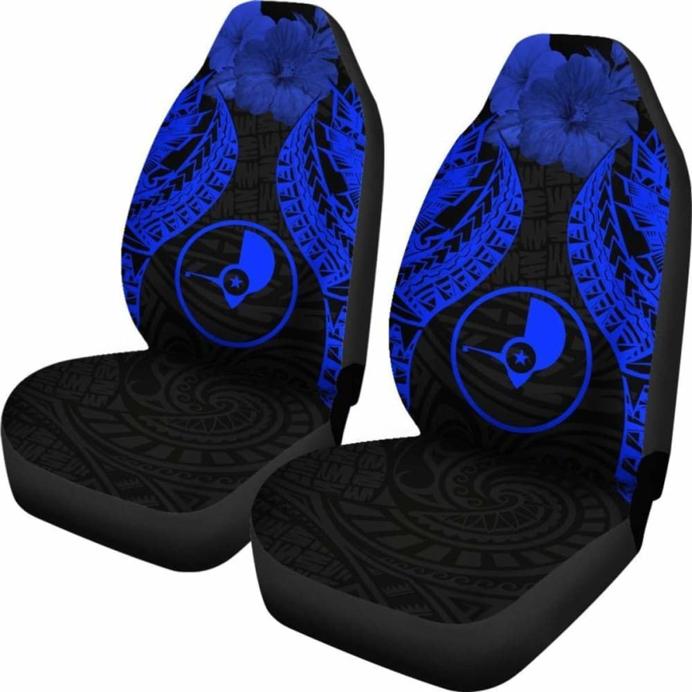 Yap Polynesian Car Seat Covers Pride Seal And Hibiscus Blue -