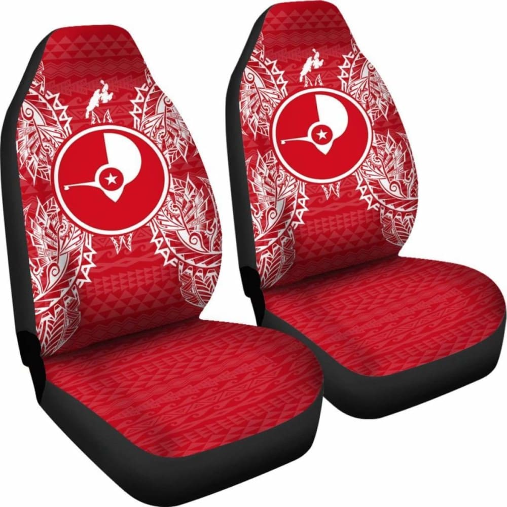 Yap Car Seat Cover - Yap Flag Map Red White -