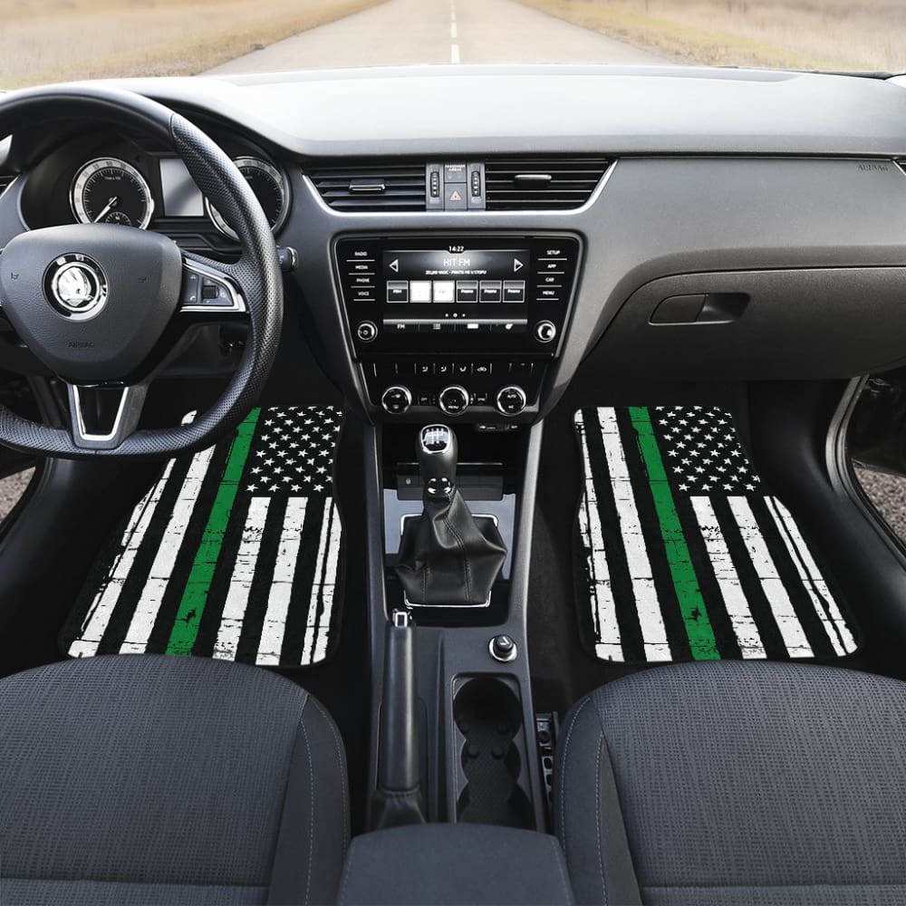 Amazing Thin Green Gray Line American Flag Car Floor Mats
