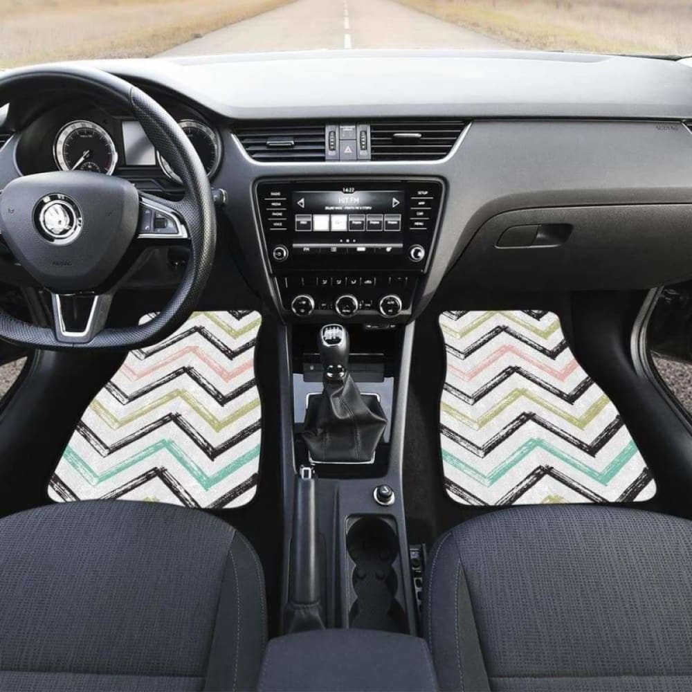 Zigzag Chevron Paint Pattern Front And Back Car Mats