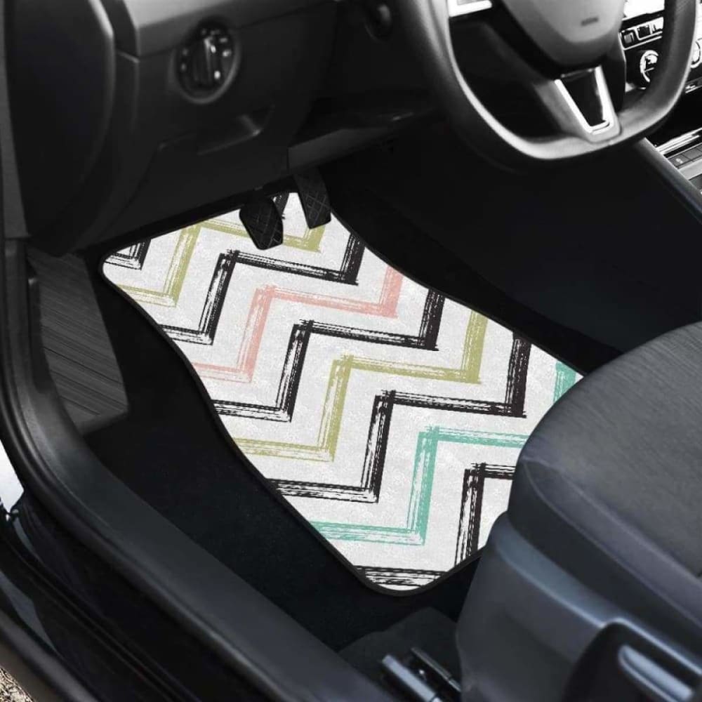 Zigzag Chevron Paint Pattern Front And Back Car Mats