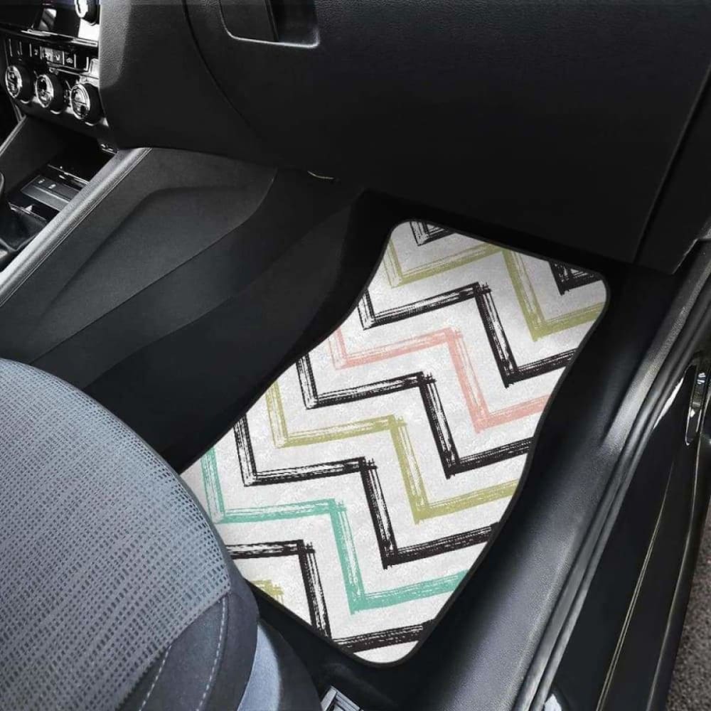 Zigzag Chevron Paint Pattern Front And Back Car Mats