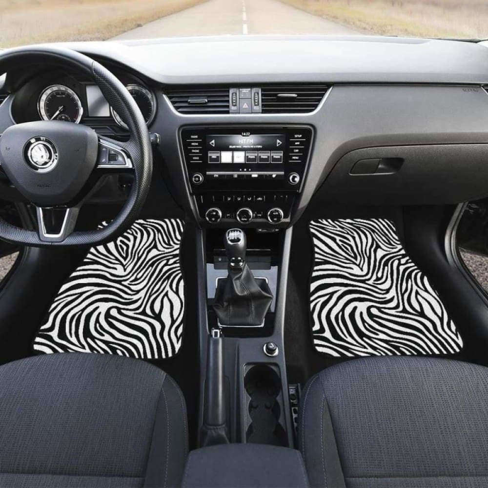 Zebra Skin Pattern Front And Back Car Mats
