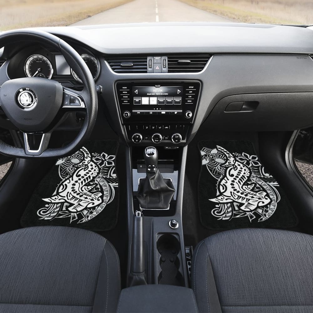 Amazing Black and White Hawaiian Polynesian Shark Tattoo Car Floor Mats