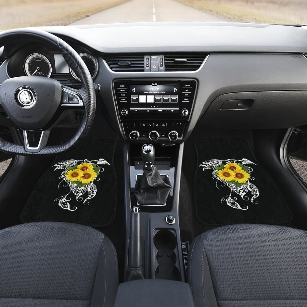 Amazing Gift Ideas Sunflower Native American Pattern Black Background Car Floor Mats