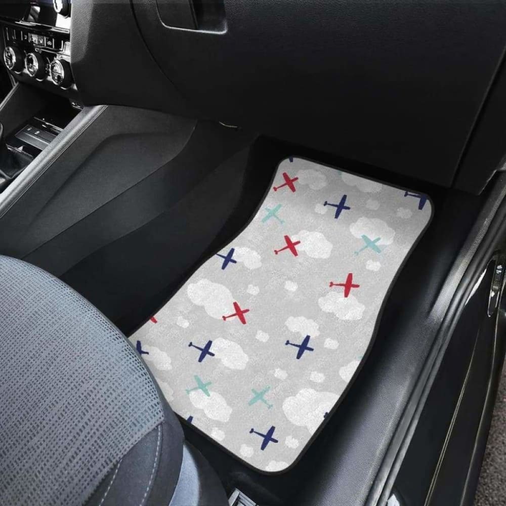 Airplane Cloud Grey Background Front And Back Car Mats