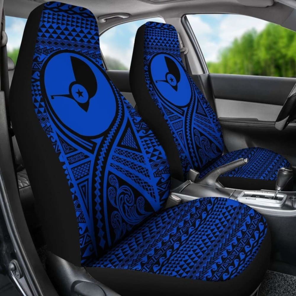 Yap Car Seat Cover - Yap Flag Polynesian Tattoo Blue -
