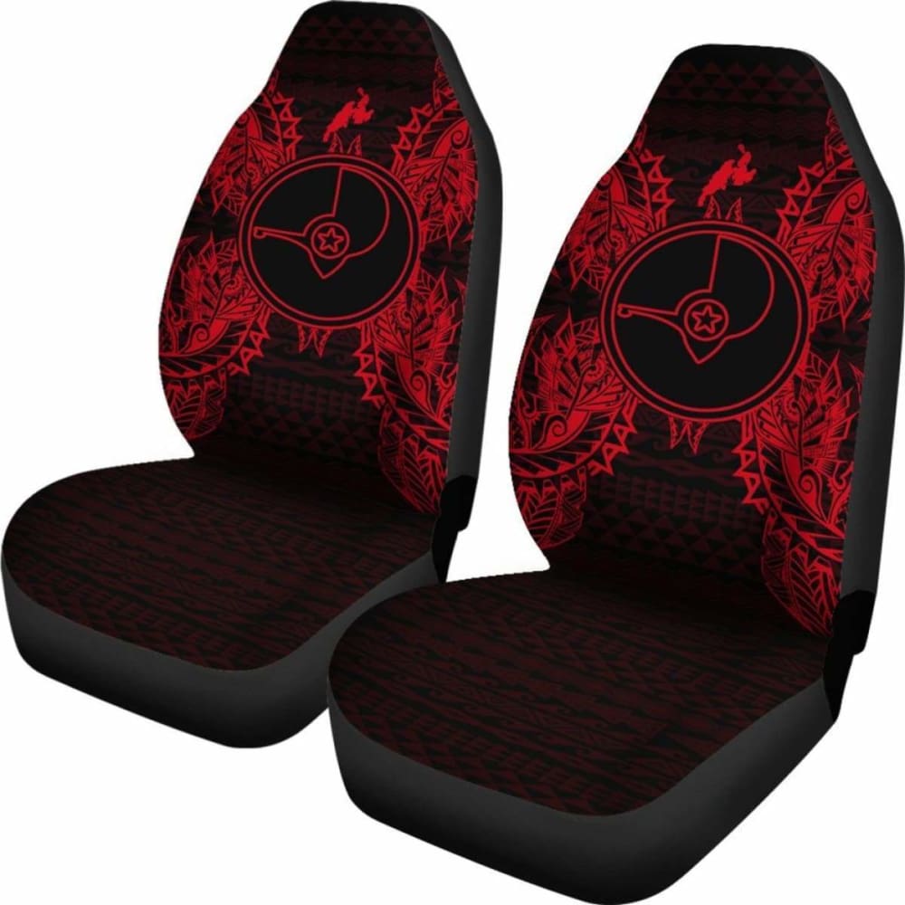 Yap Car Seat Cover - Yap Flag Map Red -