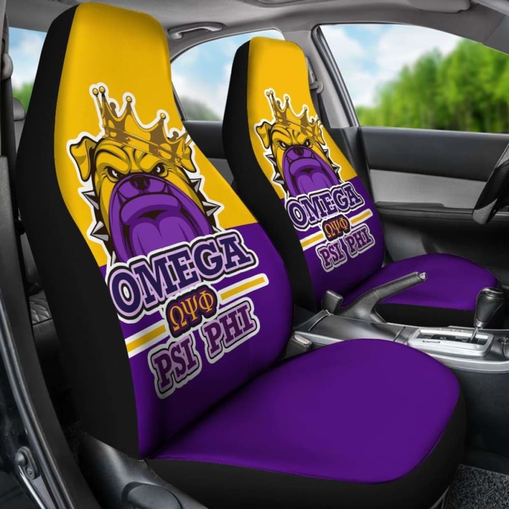 African Omega Psi Phi Car Seat Covers - Bulldog Style -
