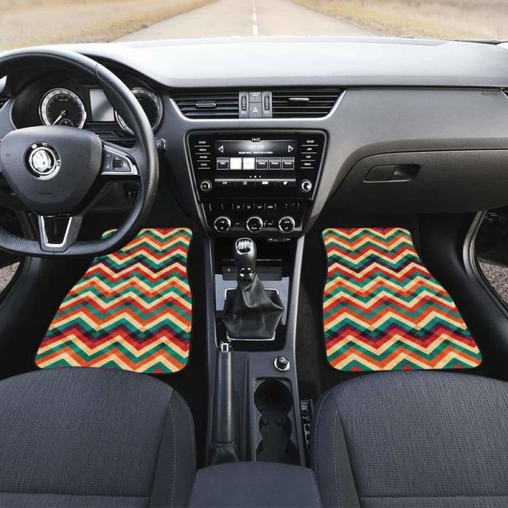 Zigzag Chevron Colorful Pattern Front And Back Car Mats