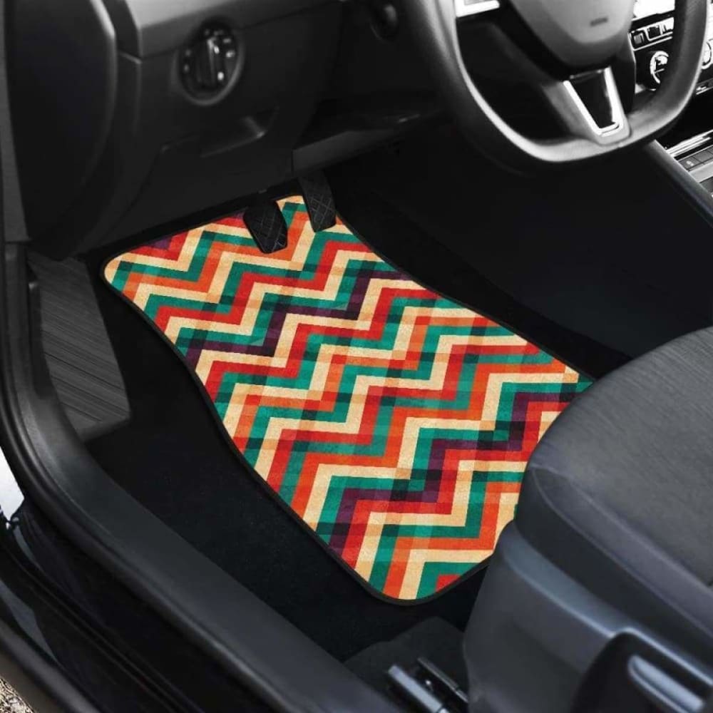 Zigzag Chevron Colorful Pattern Front And Back Car Mats