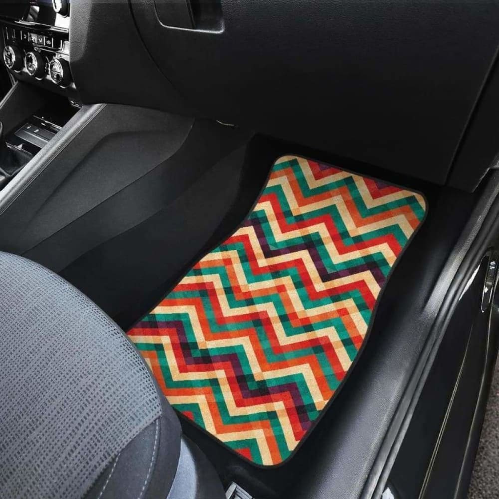 Zigzag Chevron Colorful Pattern Front And Back Car Mats