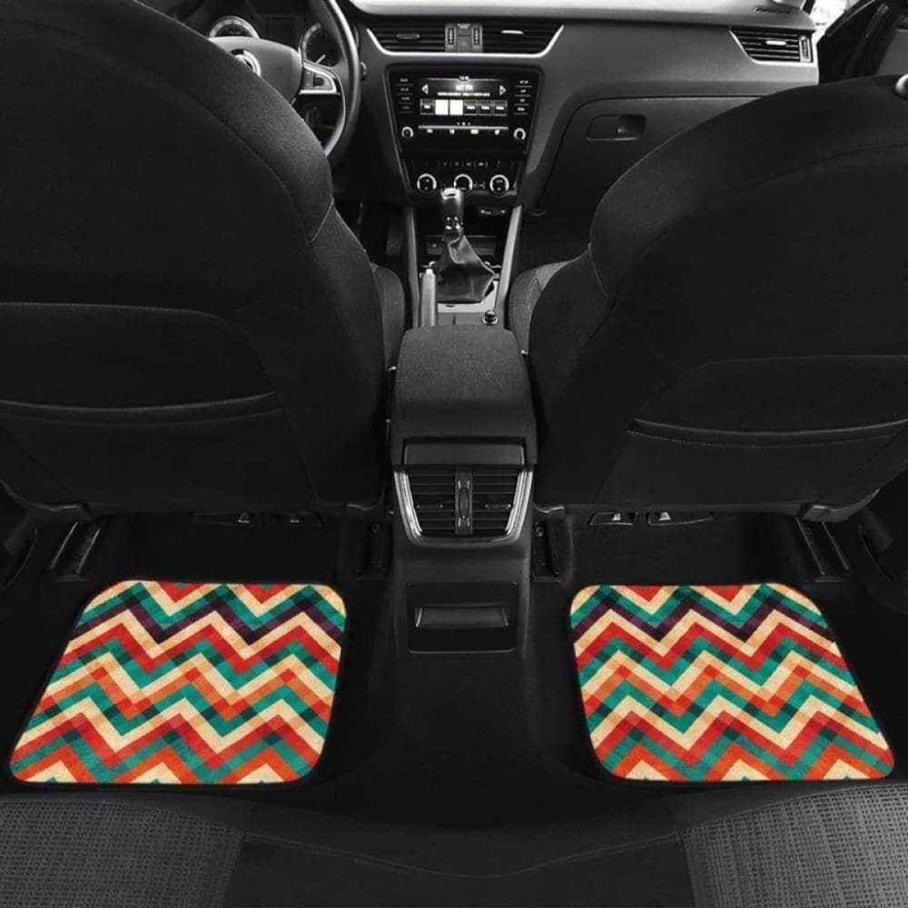 Zigzag Chevron Colorful Pattern Front And Back Car Mats