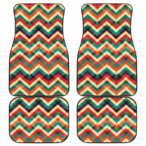Zigzag Chevron Colorful Pattern Front And Back Car Mats