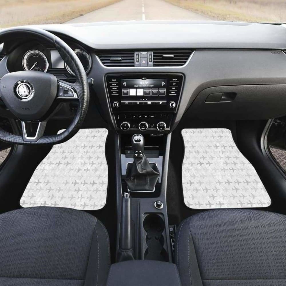 Airplane Print Pattern Front And Back Car Mats