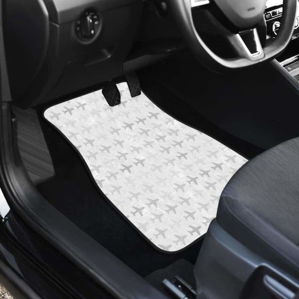 Airplane Print Pattern Front And Back Car Mats