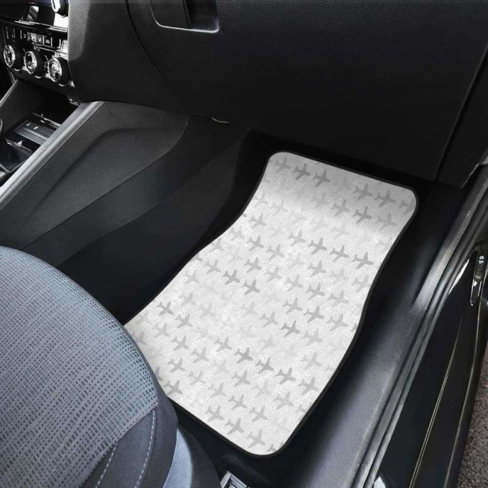 Airplane Print Pattern Front And Back Car Mats