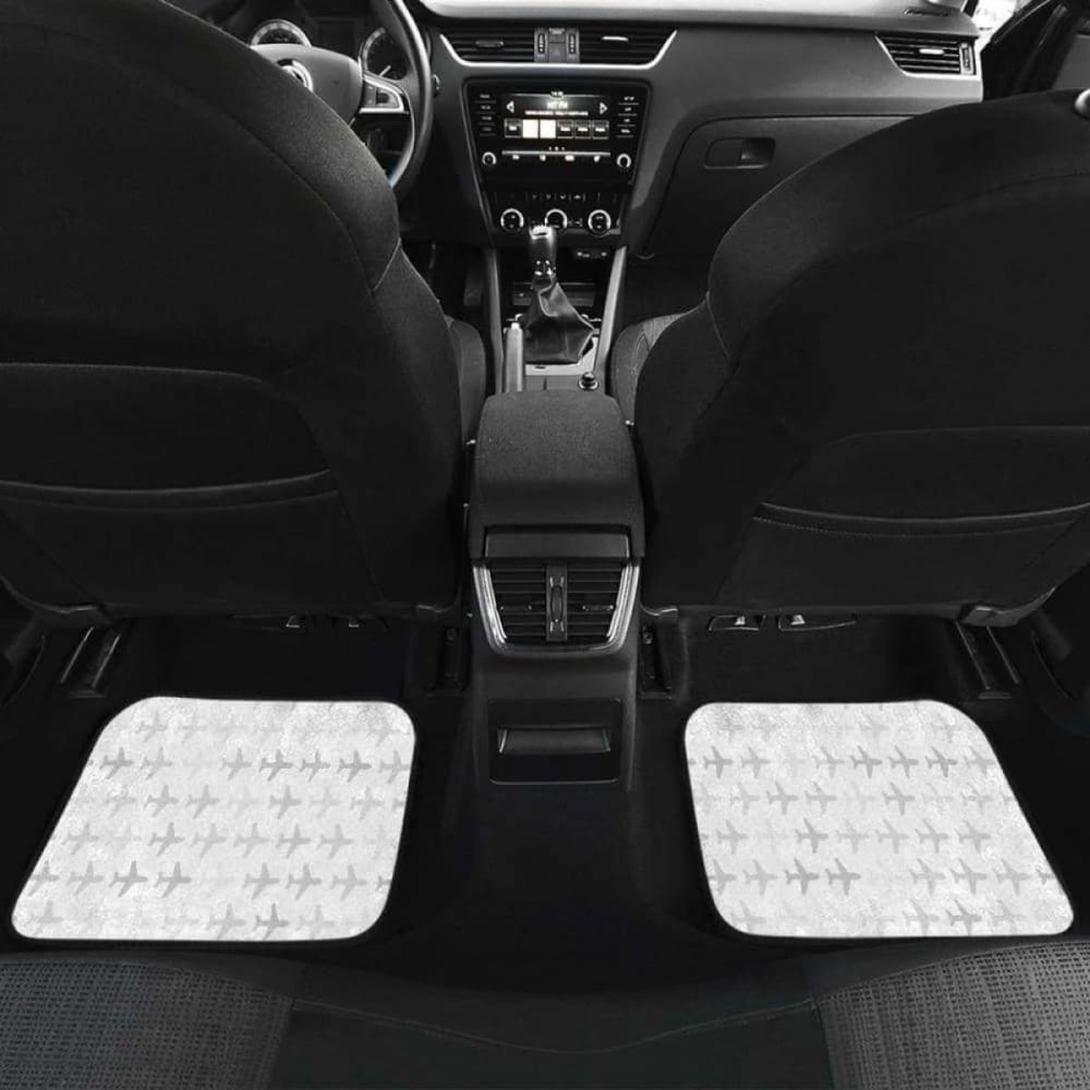 Airplane Print Pattern Front And Back Car Mats