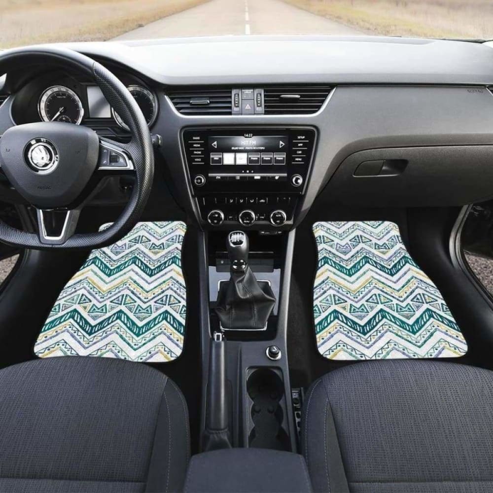 Zigzag Chevron Paint Design Pattern Front And Back Car Mats