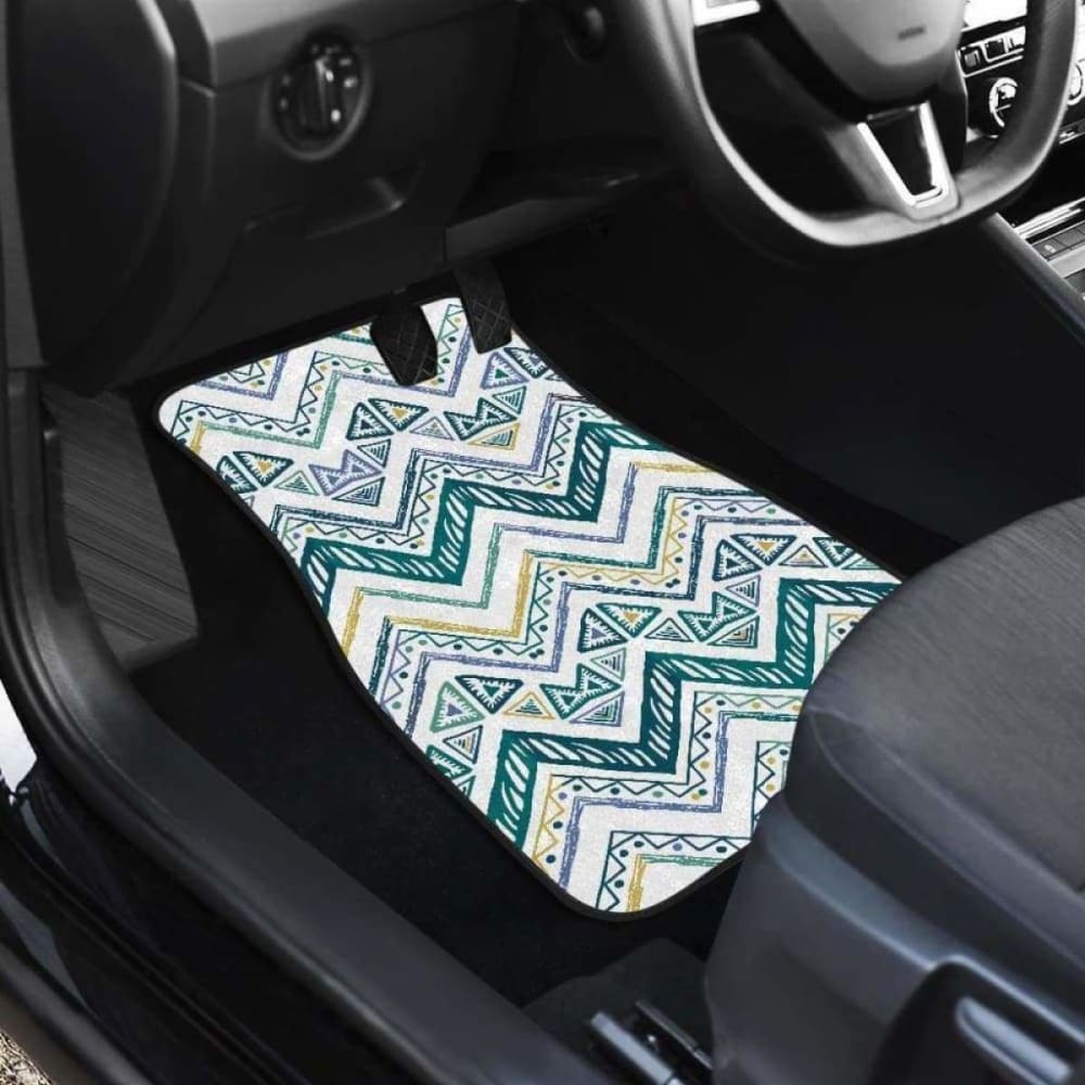 Zigzag Chevron Paint Design Pattern Front And Back Car Mats