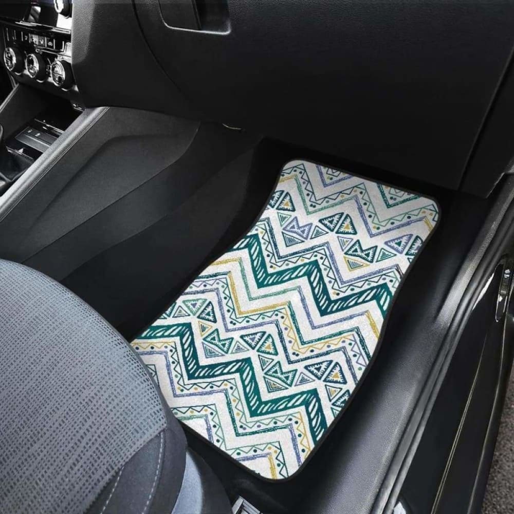 Zigzag Chevron Paint Design Pattern Front And Back Car Mats