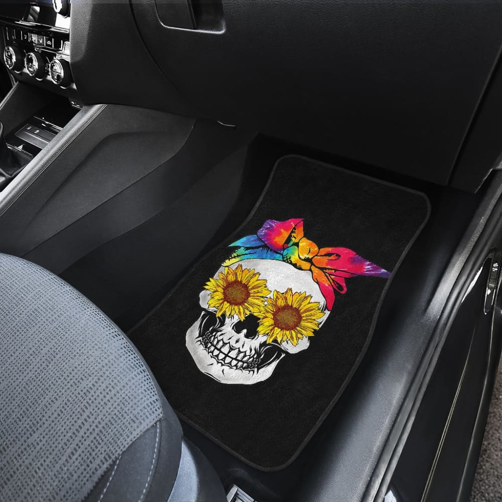 Womens Sunflower Tie-Dye Bandana Emo Hippie Sugarskull Lovers Car Floor Mats