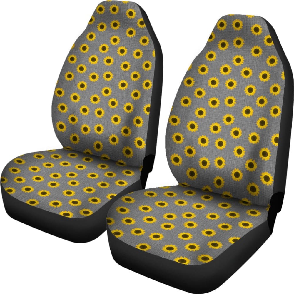 Amazing Sunflower Pattern Gray Burlap Background Car Seat Covers