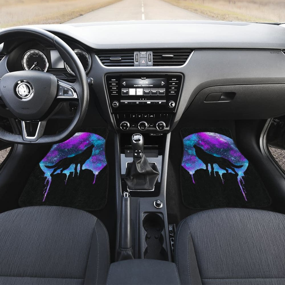 Wolf Howling At Full Moon Car Floor Mats
