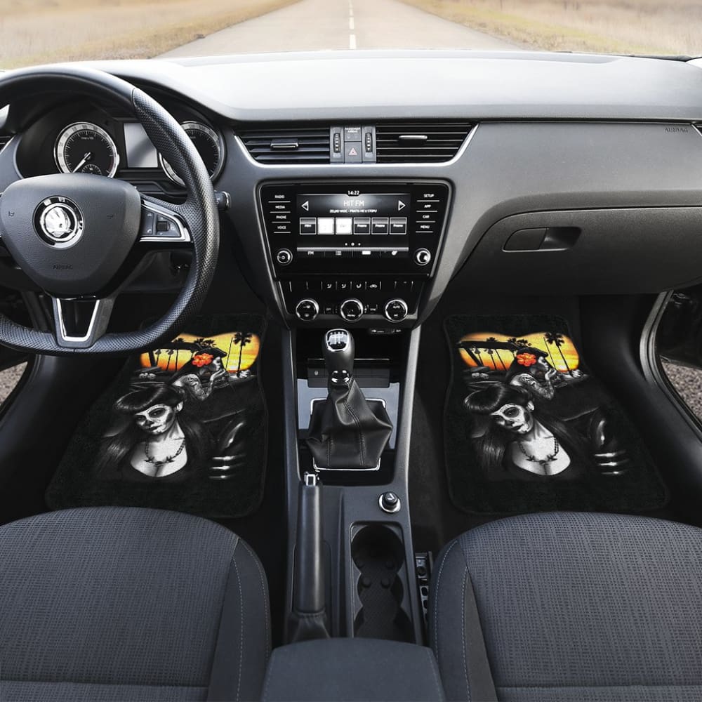 Amazing Couple Love Calavera Sugar Skull Style Car Floor Mats