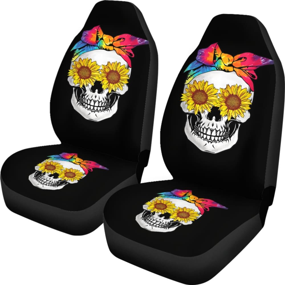 Womens Sunflower Tie-Dye Bandana Emo Hippie Sugarskull Lovers Car Seat Covers