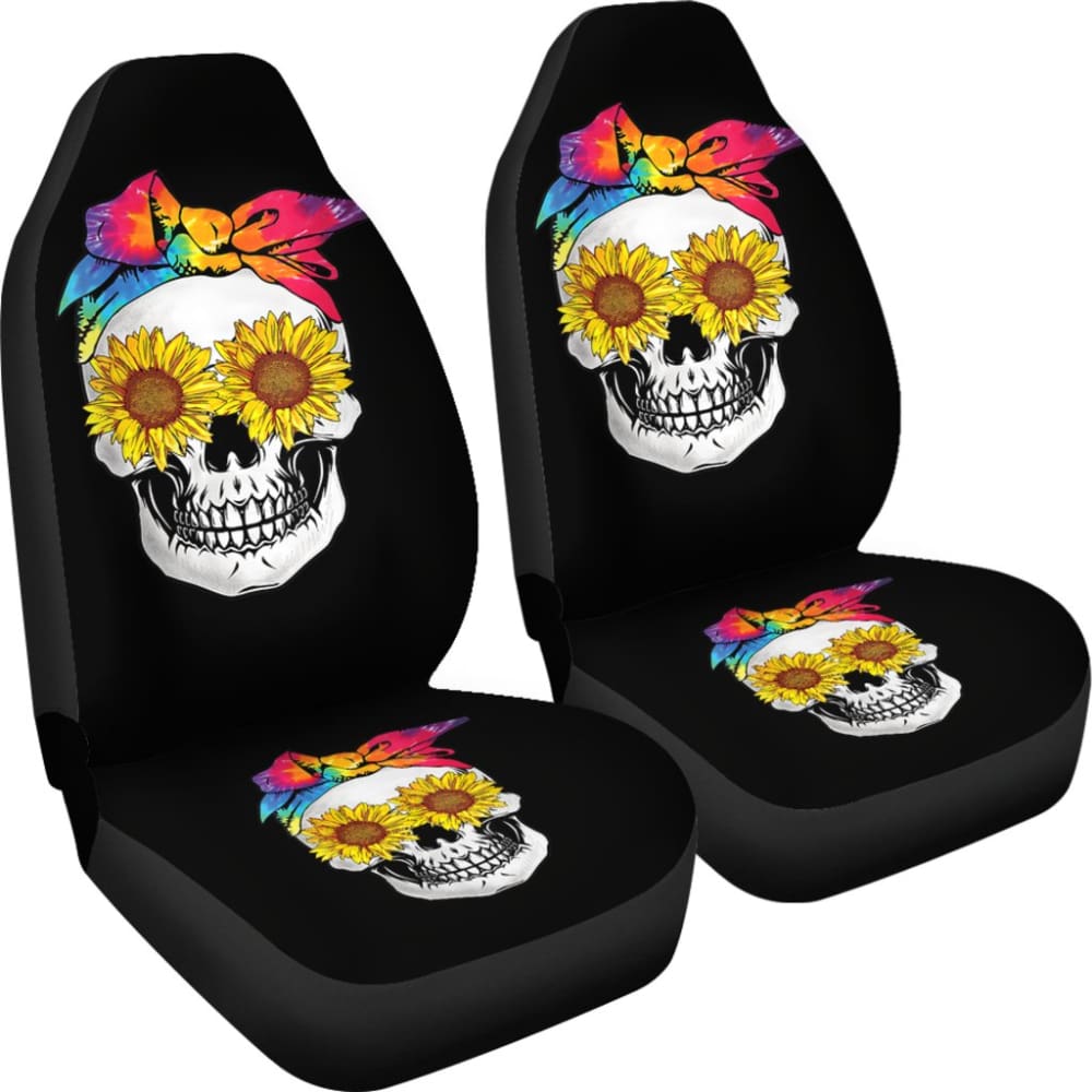 Womens Sunflower Tie-Dye Bandana Emo Hippie Sugarskull Lovers Car Seat Covers