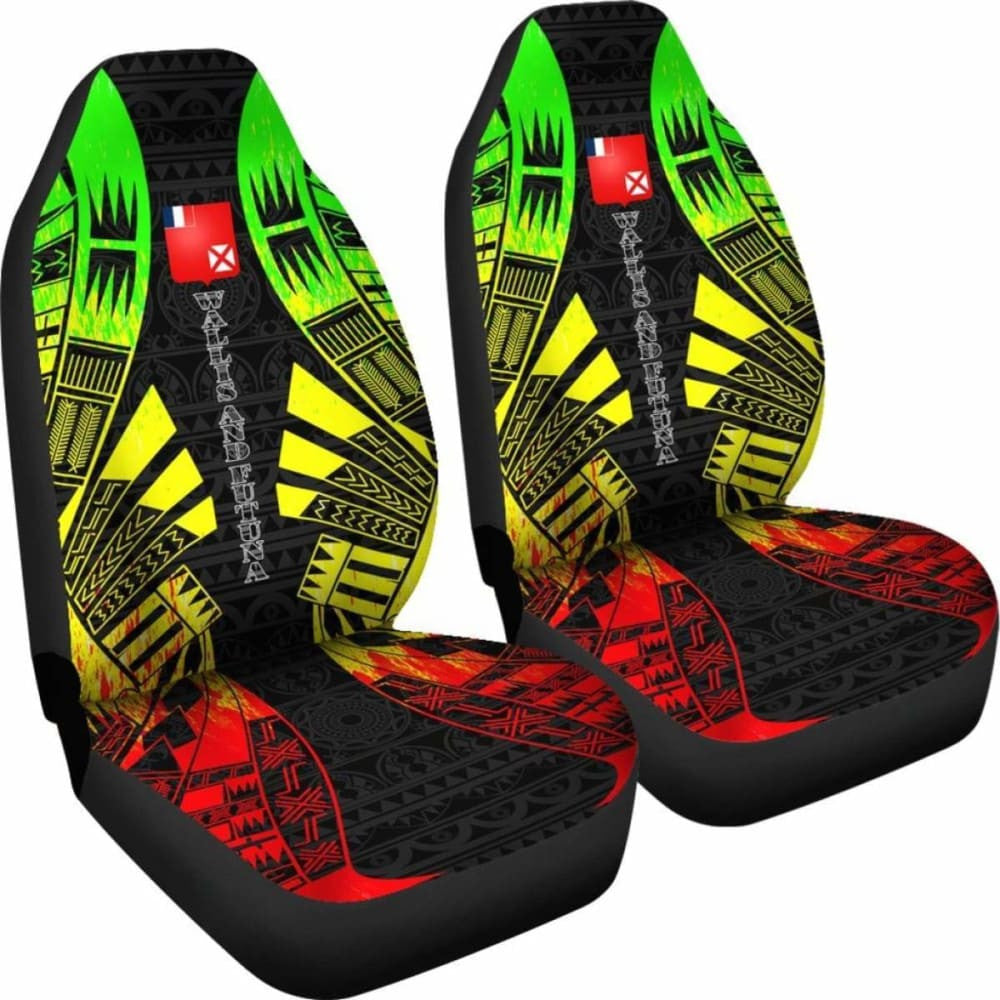 Wallis And Futuna Car Seat Covers - Wallis And Futuna Coat Of Arms Polynesian Tattoo Reggae -
