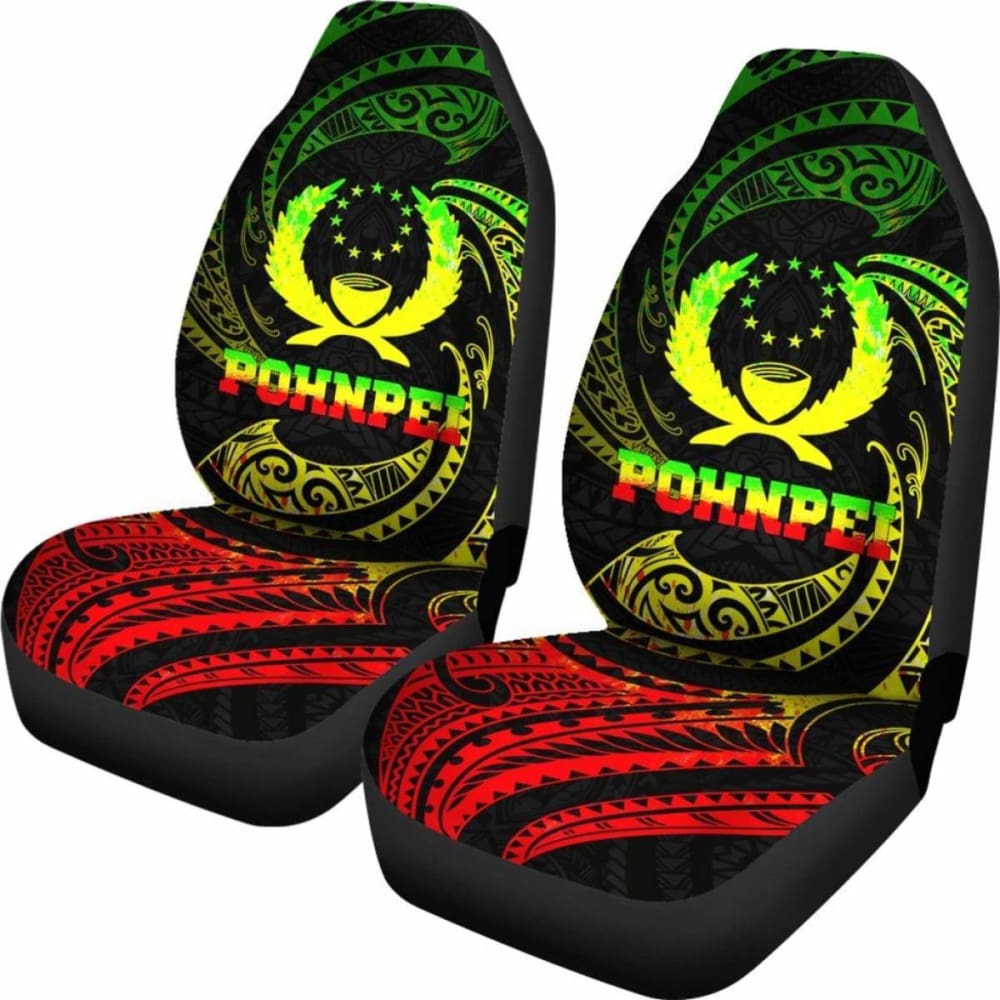 Pohnpei Micronesia Car Seat Covers - White Tribal Wave -