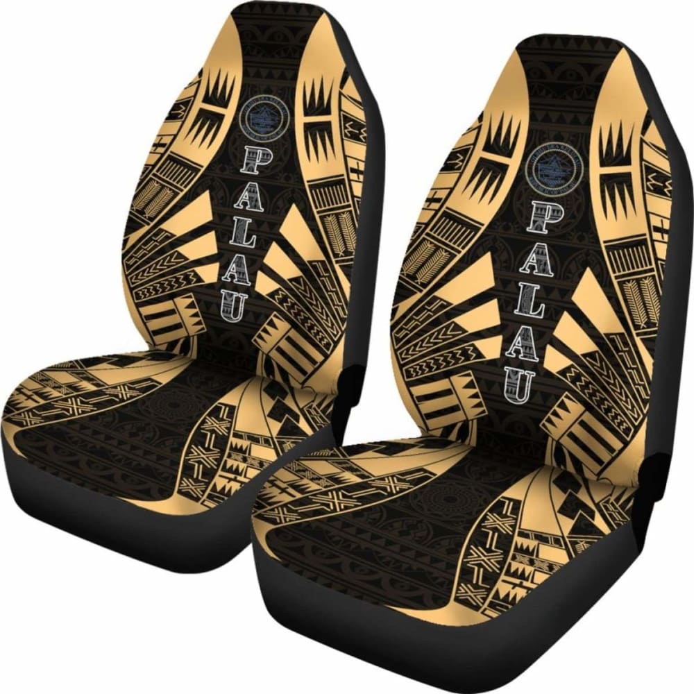Palau Car Seat Covers - Palau Seal Polynesian Tattoo Gold -
