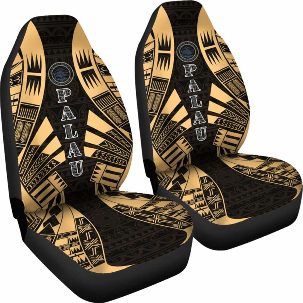 Palau Car Seat Covers - Palau Seal Polynesian Tattoo Gold -