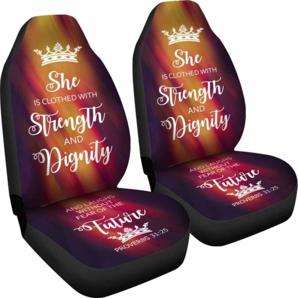 Proverbs Woman Car-Suv Seat Cover-Orange Flame-White