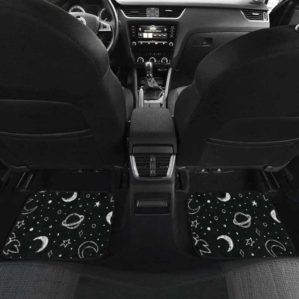 Hand Drawn Space Rocket Star Planet Front And Back Car Mats