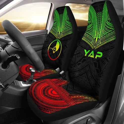 Yap Car Seat Cover - Yap Flag Polynesian Chief Tattoo Reggae Version -